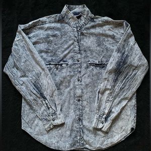 design Vintage 90’s Blue Semi-Distressed Long Sleeve Button-Up Shirt L PreOwned